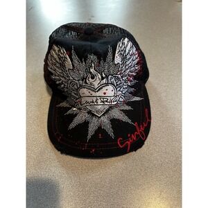 Sinful by Affliction Women's Trucker Hat Y2K Mesh Adjustable Snapback Cap Black
